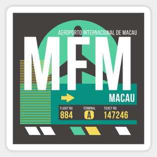 Macau (MFM) Airport // Retro Sunset Baggage Tag Magnet